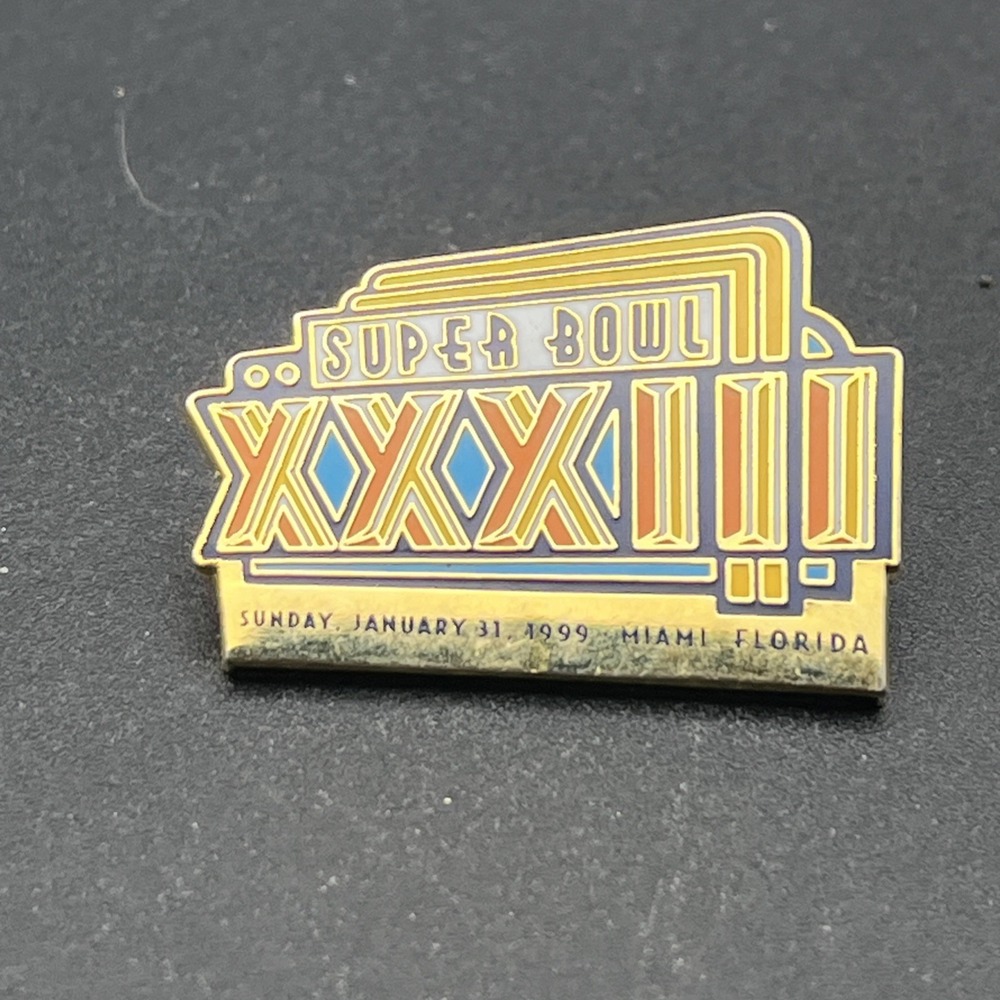 Super Bowl XXXIII Miami Florida NFL Football 1999 Lapel Hat Pin